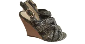 Alexandre Birman Tacones de piel de serpiente Caqui Impresión de pitón Gris pardo 