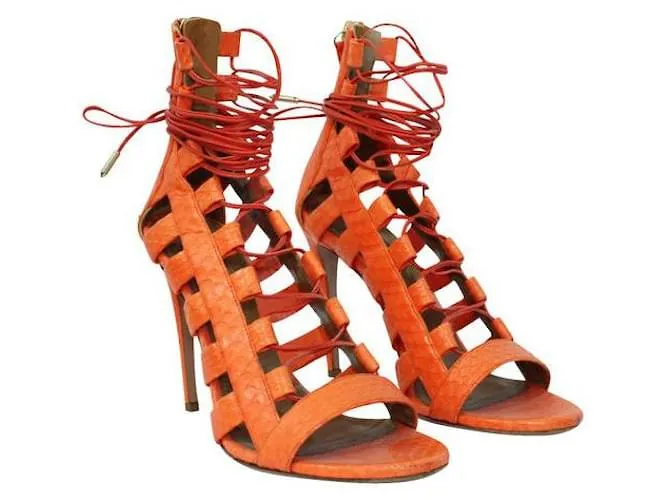 Autre Marque DISEÑADOR CONTEMPORÁNEO Tacones con tiras Clementine Snake Amazon Naranja 