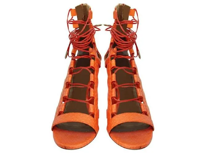 Autre Marque DISEÑADOR CONTEMPORÁNEO Tacones con tiras Clementine Snake Amazon Naranja 