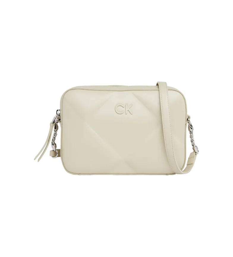 Bandolera acolchada con solapa beige