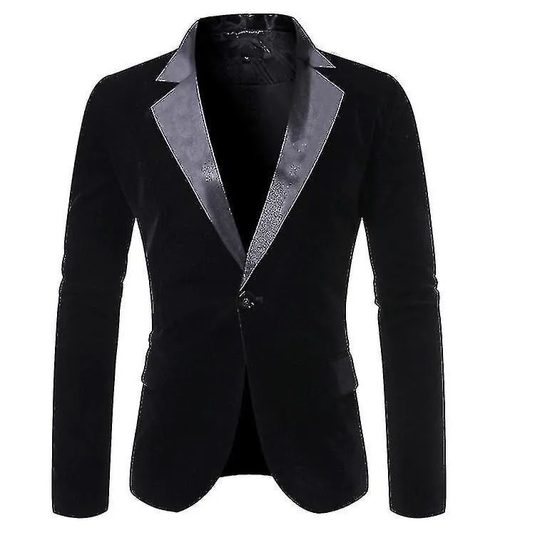 Blazer de terciopelo para hombres Slim Fit Solid Tuxedo Chaqueta Business Casual Blazer-yujia