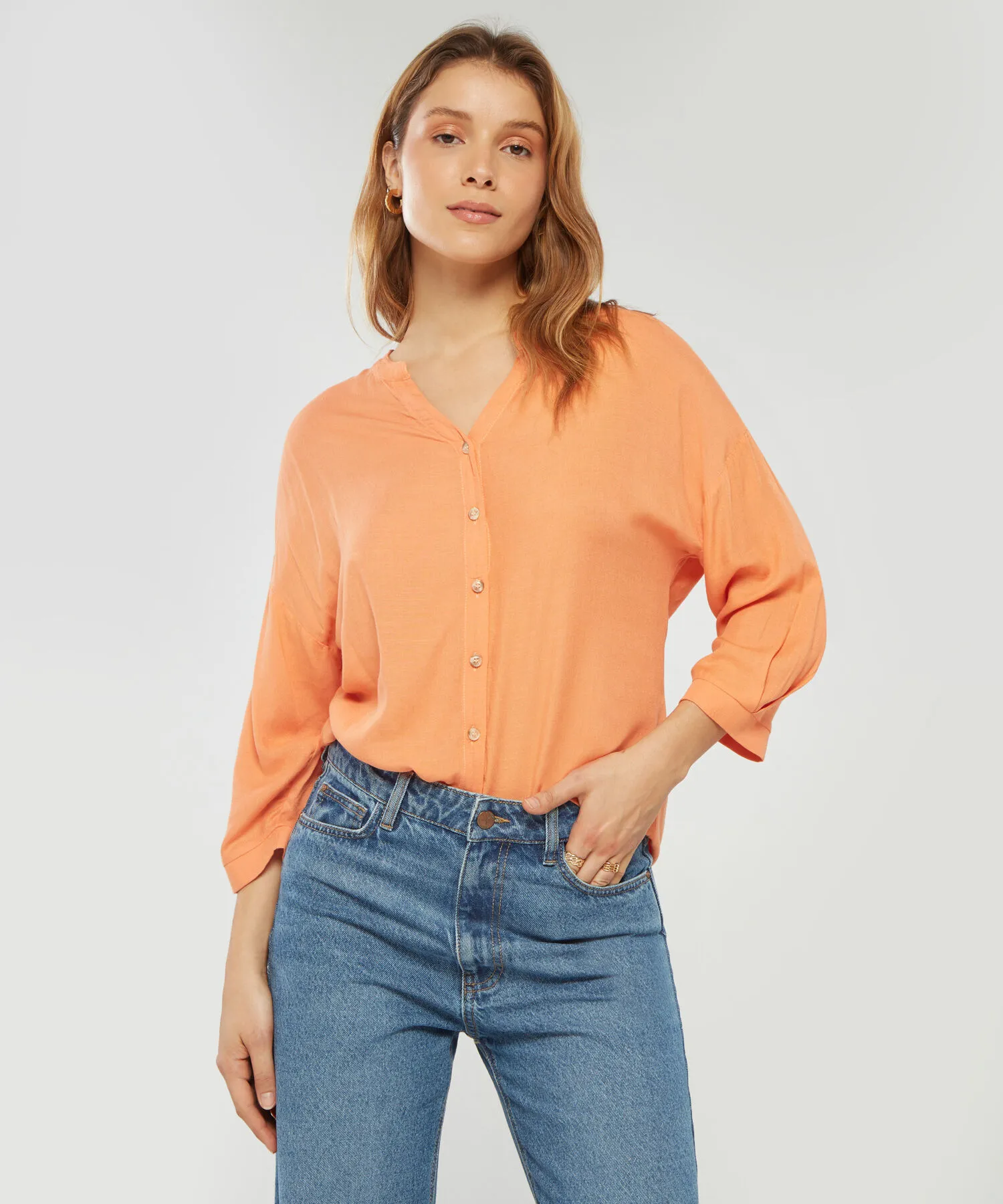 Camisa con Cuello Mao-