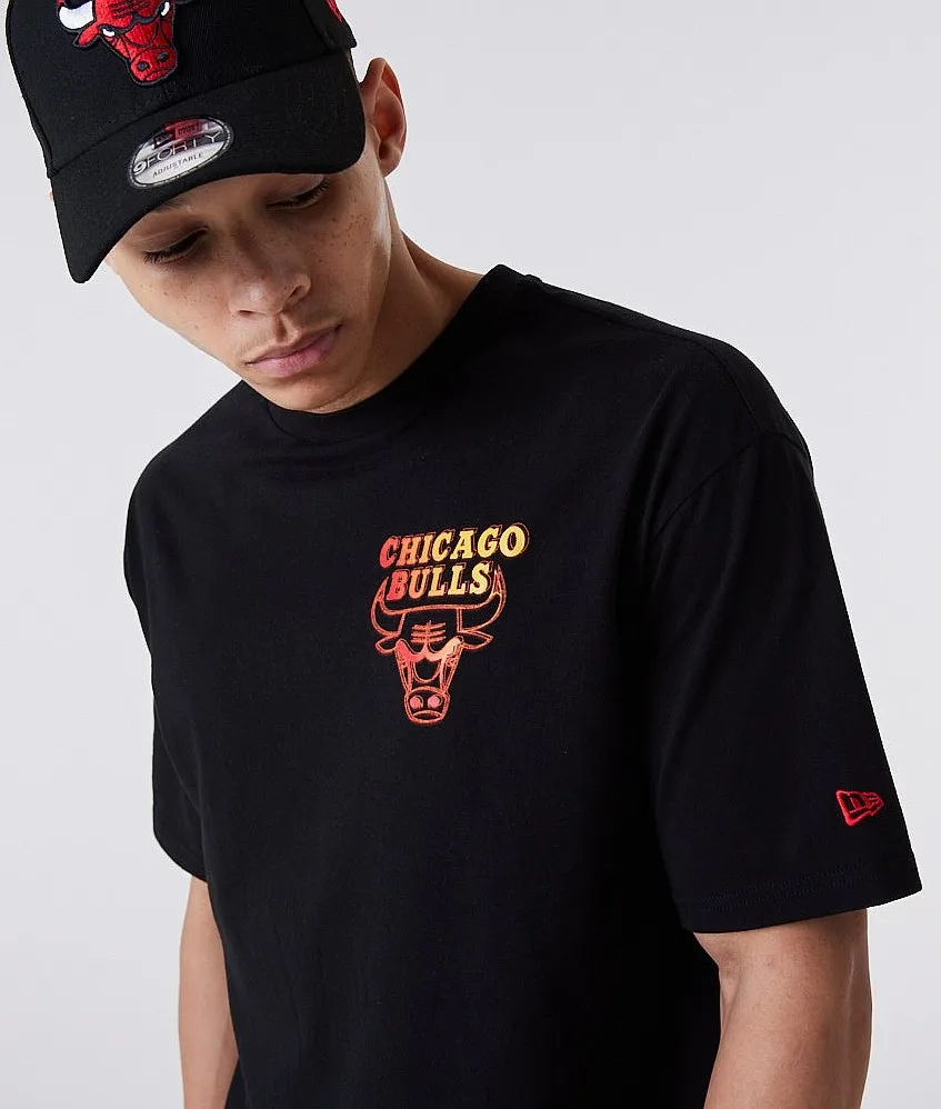 camisa New Era Neon Fade NBA Chicago Bulls - Black/Fade/Dark Red - men´s