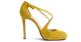 Christian Louboutin Tacones Salome Fifi 100 de ante amarillo US8.5 