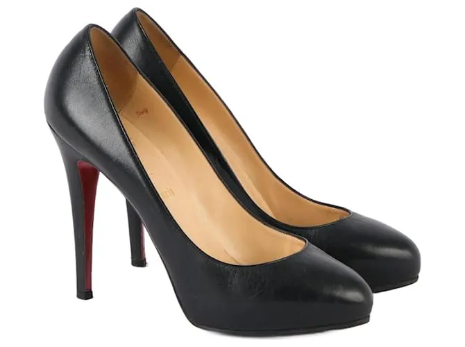 CHRISTIAN LOUBOUTIN Tacones T.UE 38.5 cuero Negro 