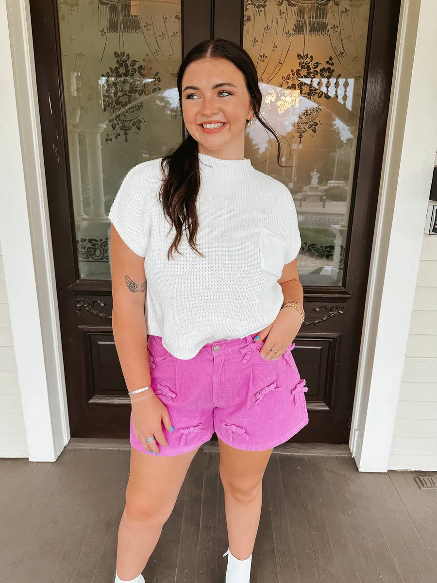 Crushing On You Lilac Bow Shorts-