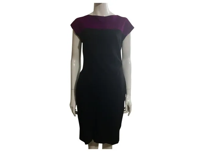 Escada Vestido color block de punto de viscosa Negro Púrpura 