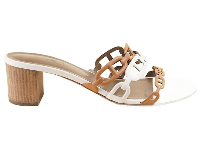 Hermès Tacones Chain D'ancre 39 Beige 