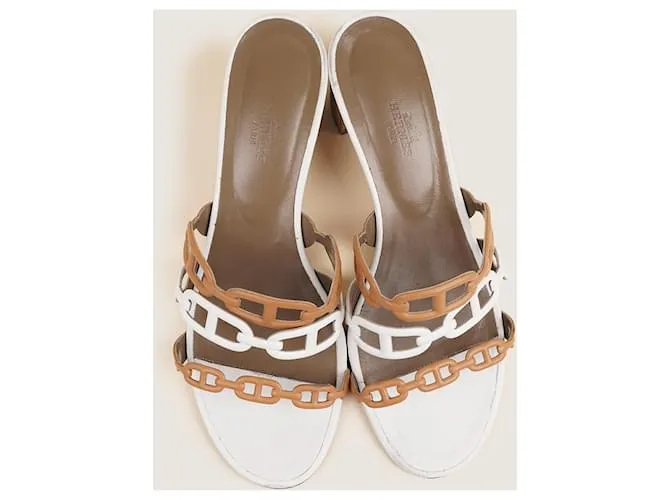 Hermès Tacones Chain D'ancre 39 Beige 