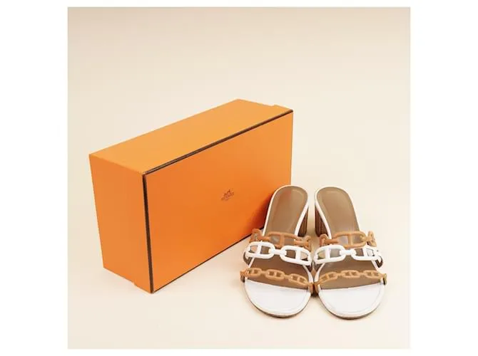 Hermès Tacones Chain D'ancre 39 Beige 