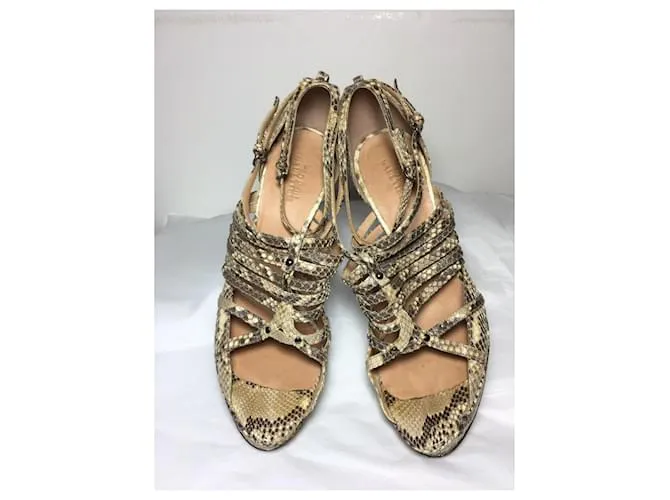 Jean Paul Gaultier Tacones de piel de serpiente Castaño Beige Impresión de pitón 