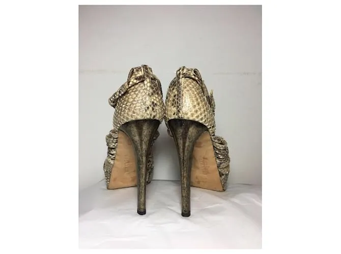 Jean Paul Gaultier Tacones de piel de serpiente Castaño Beige Impresión de pitón 