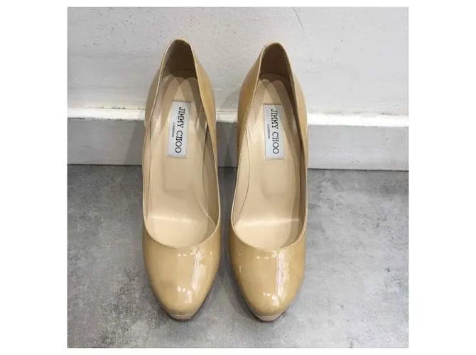 JIMMY CHOO Tacones T.UE 38.5 Charol Beige 