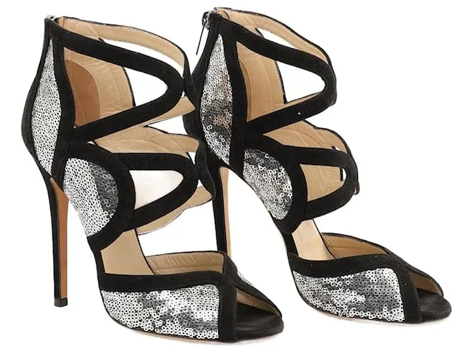 JIMMY CHOO Tacones UE 38 Resplandecer Plata 