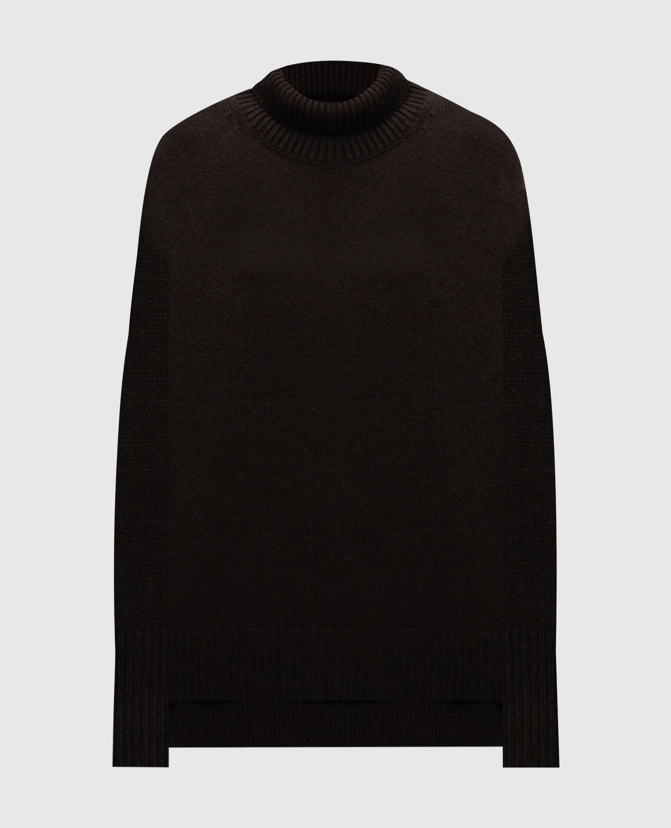 LISA YANG Heidi brown cashmere sweater with asymmetry
