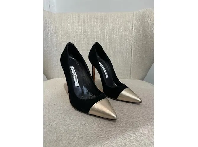 MANOLO BLAHNIK Tacones T.UE 35 ante Negro 