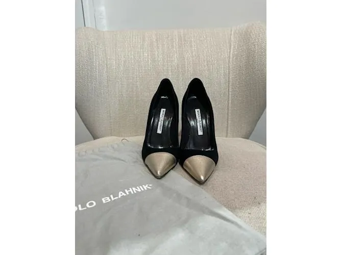 MANOLO BLAHNIK Tacones T.UE 35 ante Negro 