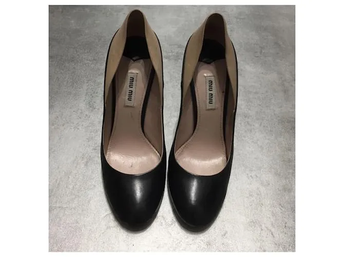 Miu Miu MIU Tacones MIU T.UE 38.5 Cuero Negro 