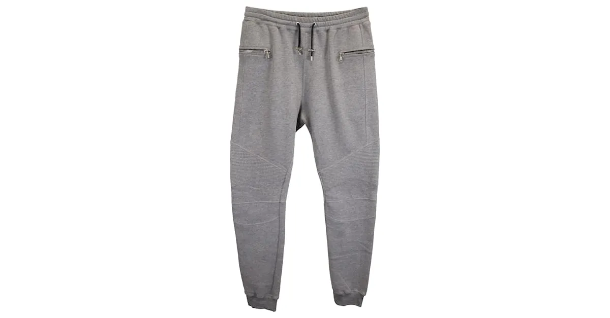 Pantalones de chándal Biker Balmain en algodón gris 