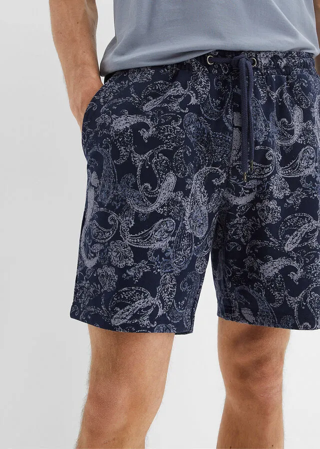 Pantalón corto de chándal Azul marino con patrón paisley