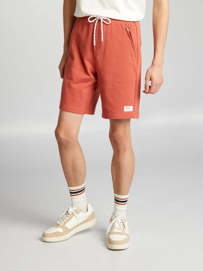 Pantalón corto de chándal con bolsillos con cremallera - ROJO