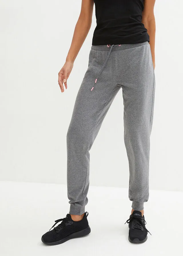 Pantalón de chándal con puños gris moteado / rosa neón moteado