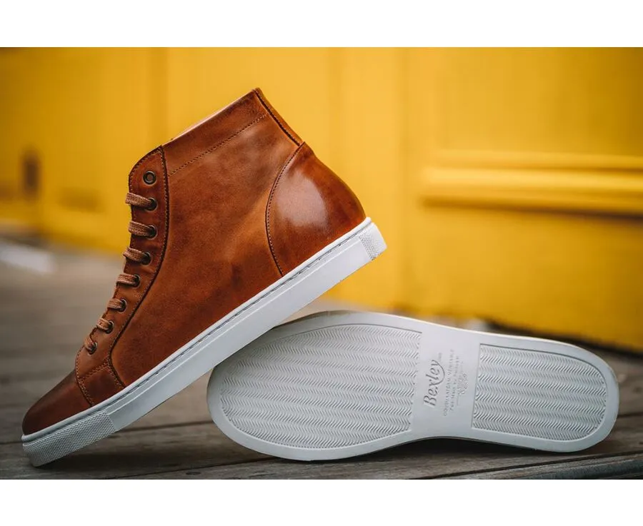 Patina Chestnut high top trainers - HAWTHORNE