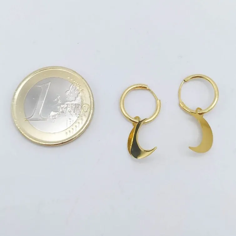 Pendientes oro 18k aros luna 12mm