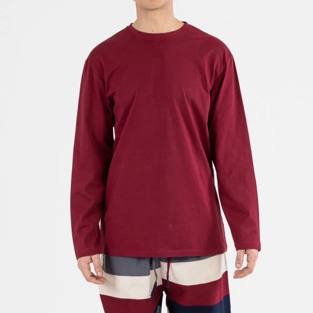 Pijama hombre franela Amador burdeos