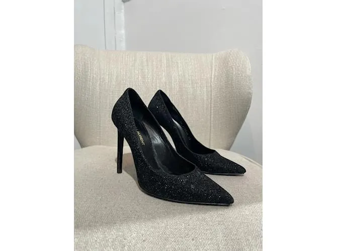 SAINT LAURENT Tacones T.UE 38 paño Negro 