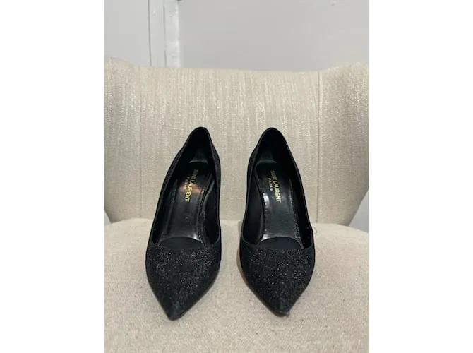 SAINT LAURENT Tacones T.UE 38 paño Negro 