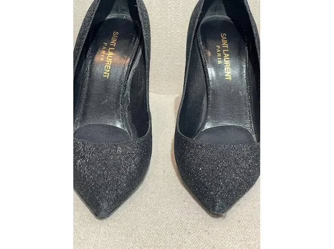 SAINT LAURENT Tacones T.UE 38 paño Negro 