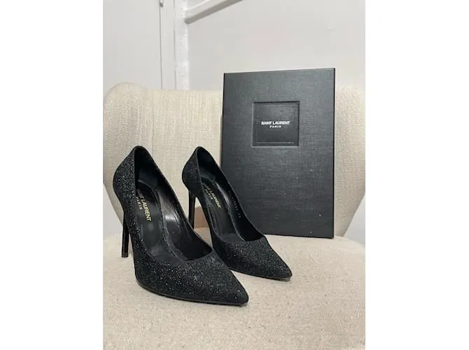 SAINT LAURENT Tacones T.UE 38 paño Negro 