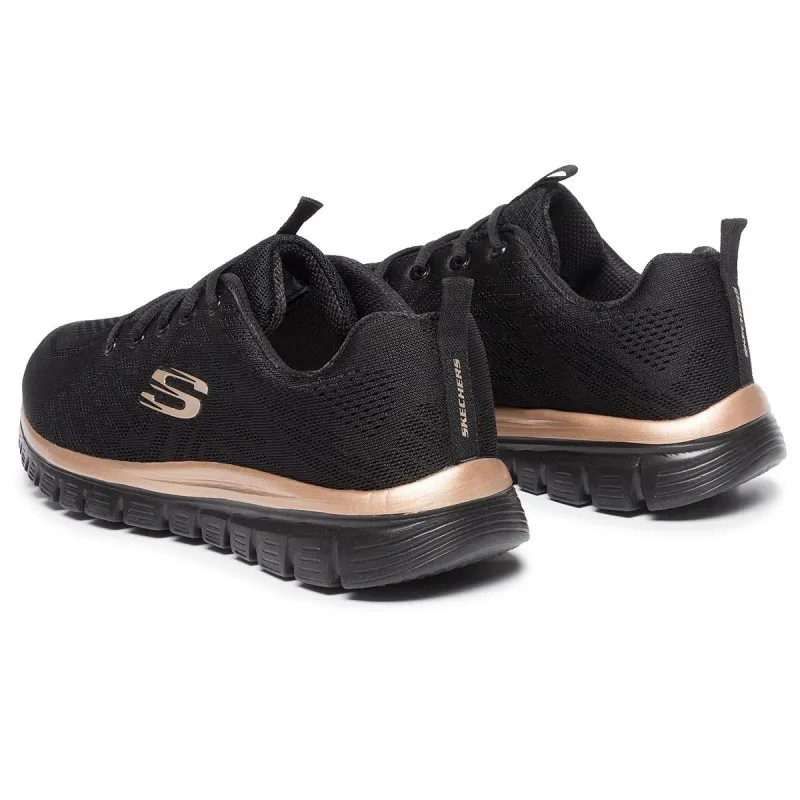 Sneakers Skechers 12615 Mujer Negro-oro