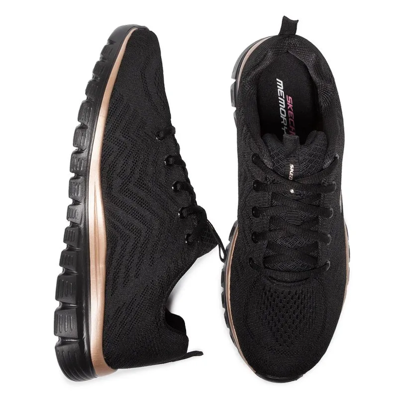 Sneakers Skechers 12615 Mujer Negro-oro