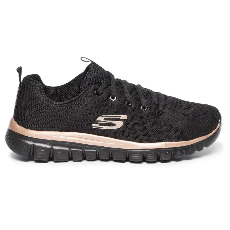 Sneakers Skechers 12615 Mujer Negro-oro