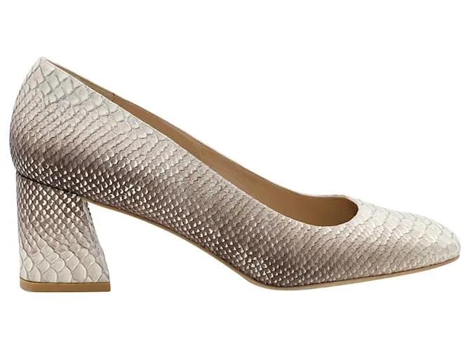 Stuart Weitzman Tacones con efecto de serpiente en cuero beige Castaño 