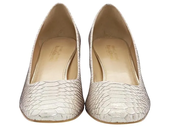 Stuart Weitzman Tacones con efecto de serpiente en cuero beige Castaño 