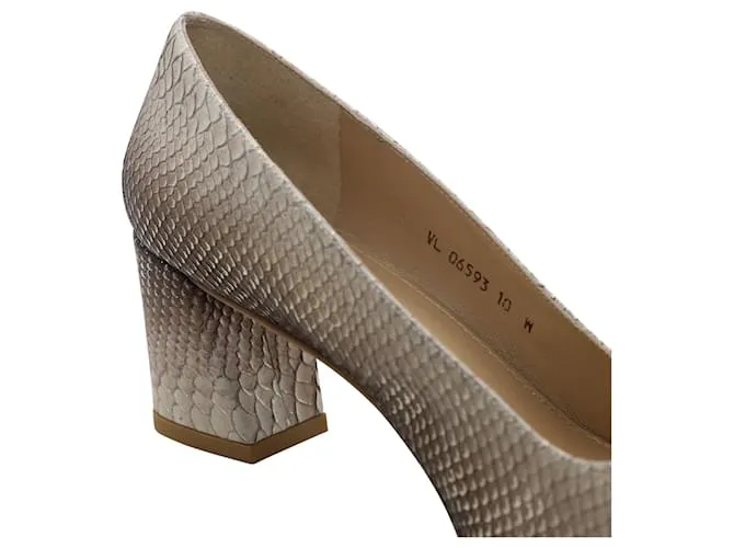 Stuart Weitzman Tacones con efecto de serpiente en cuero beige Castaño 