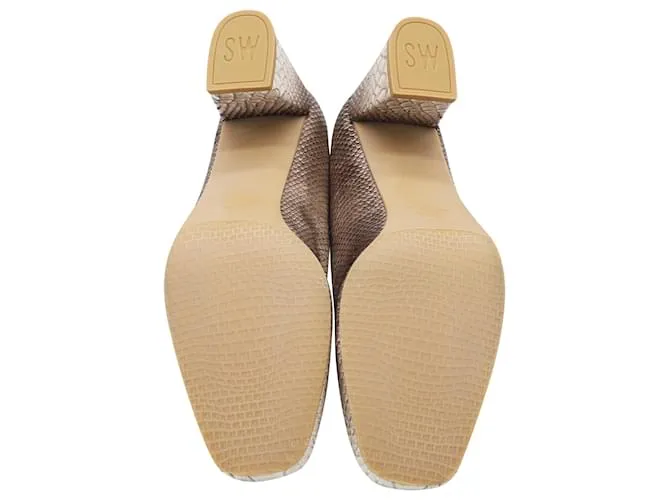 Stuart Weitzman Tacones con efecto de serpiente en cuero beige Castaño 