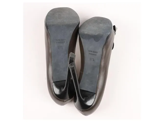 Tacones de cuero con plataforma adornados con joyas Lanvin Paris en gris talla 37,5 