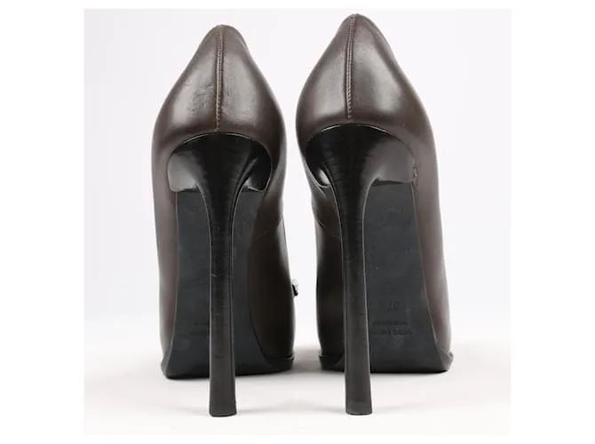 Tacones de cuero con plataforma adornados con joyas Lanvin Paris en gris talla 37,5 