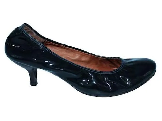 Tacones de gatito de charol Lanvin Negro 