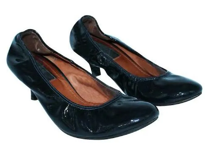 Tacones de gatito de charol Lanvin Negro 