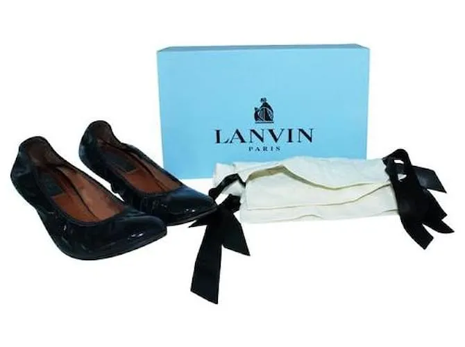 Tacones de gatito de charol Lanvin Negro 