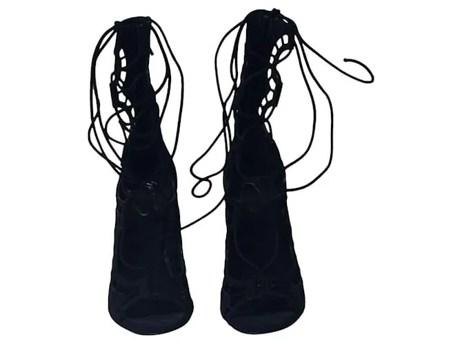 Tacones de gladiador con cordones Giuseppe Zanotti en ante negro 