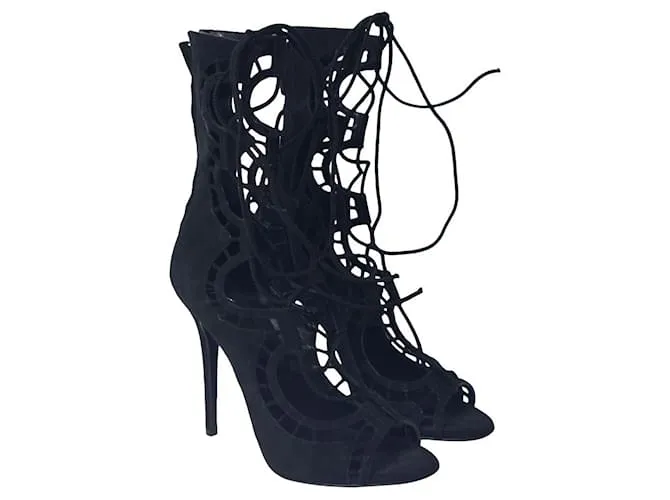 Tacones de gladiador con cordones Giuseppe Zanotti en ante negro 