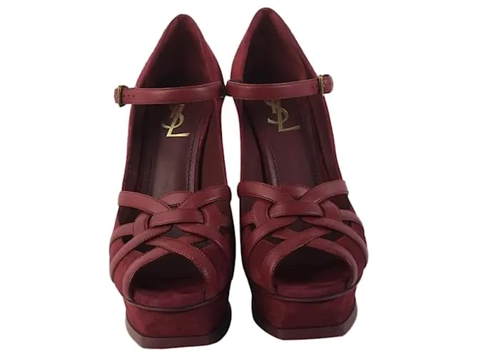 Tacones Tribute de Saint Laurent (YSL) Talla 38.5 Roja Burdeos 