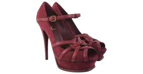 Tacones Tribute de Saint Laurent (YSL) Talla 38.5 Roja Burdeos 