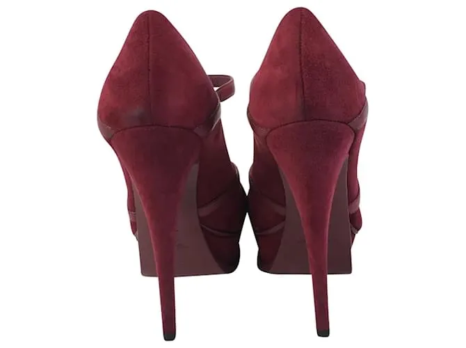 Tacones Tribute de Saint Laurent (YSL) Talla 38.5 Roja Burdeos 